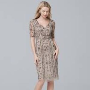 Gorgeous Adrianna Pappell dress. Size 16. Platinum. Beaded dress.